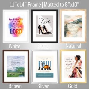 Frame for DDS Art Print, One 11”x14” Frame Matted to 8”x10”, Select Frame Color